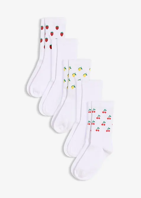 Tennissocken mit Bio-Baumwolle (5er Pack) in weiß von vorne - bonprix