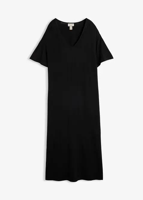 Jerseykleid aus fließendem Viskose-Mix in schwarz von vorne - bonprix