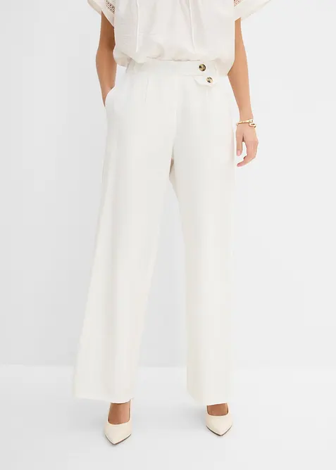 Marlenehose mit Lyocell in weiß von vorne - bonprix