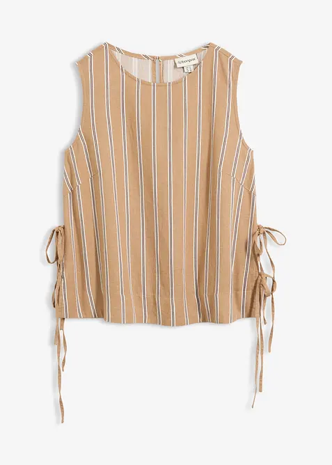 Gestreiftes Blusentop in beige von vorne - bonprix