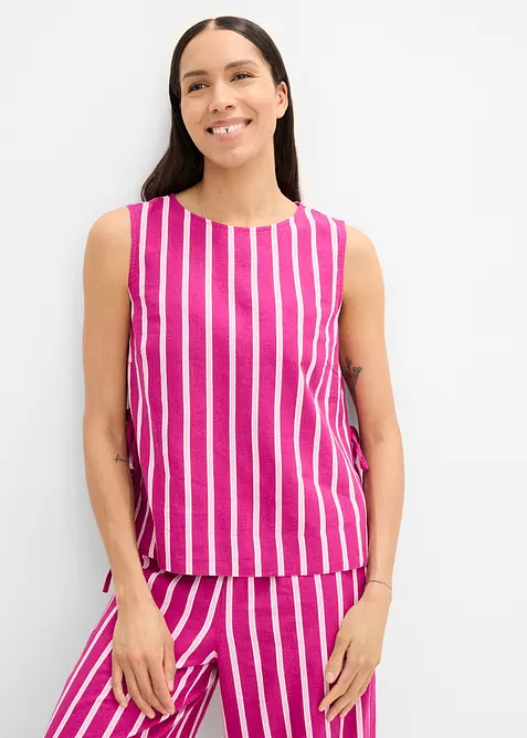 Gestreiftes Blusentop in pink von vorne (im Anschnitt) - bonprix