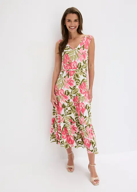 Jerseykleid aus softem Viskose-Mix in weiß im Look von vorne (Totalaufnahme) - bonprix