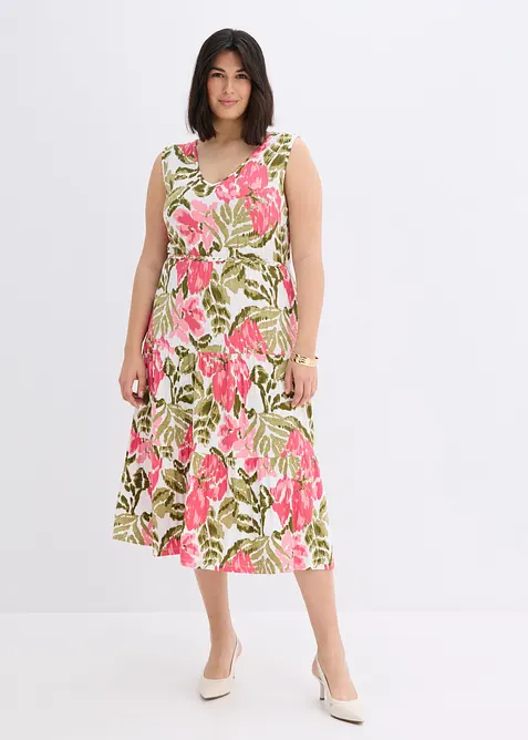 Jerseykleid aus softem Viskose-Mix in weiß von vorne (Totalaufnahme) - bonprix
