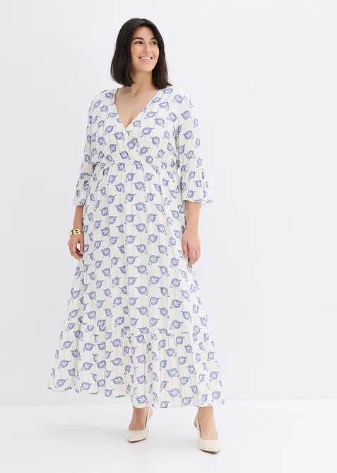 Maxikleid aus fließendem Viskose-Mix in weiß von vorne (Totalaufnahme) - bonprix