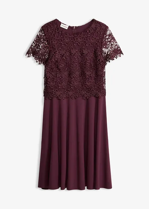 Midikleid mit Spitze in rot von vorne - bonprix