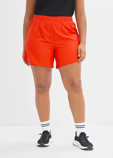 Sport-Shorts mit integrierter Radlerhose 2-in1, schnelltrocknend in rot von vorne - bonprix