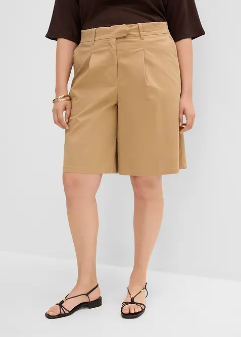 Twill-Bermuda in beige von vorne - bonprix