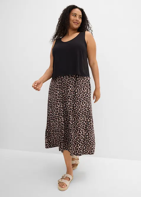 Shirtkleid aus elastischem Viskose-Mix in schwarz von vorne (Totalaufnahme) - bonprix