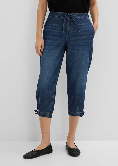 7/8-Jeans Mid Waist, cropped in blau von vorne - bonprix