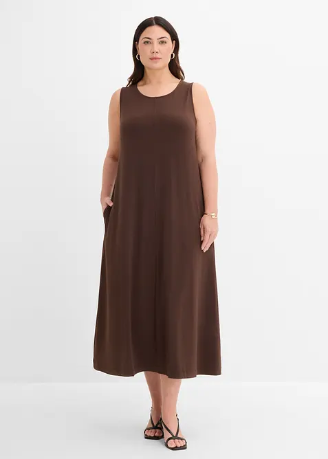 Midikleid in A-Linie in braun von vorne (Totalaufnahme) - bonprix