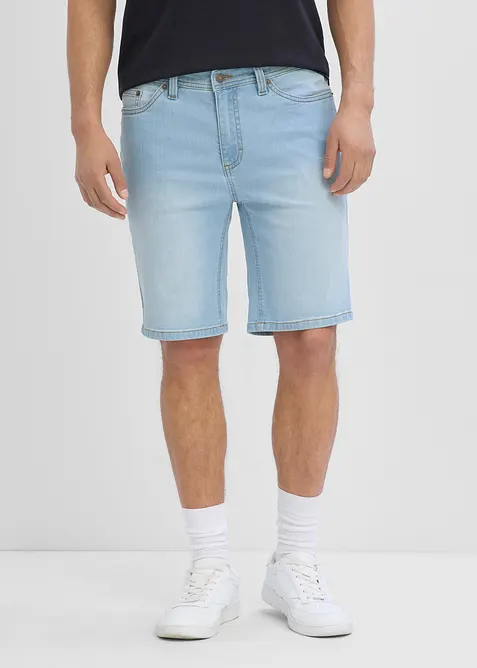 Stretch-Jeans-Bermuda in Regular-Fit (2er Pack) in blau von vorne - bonprix