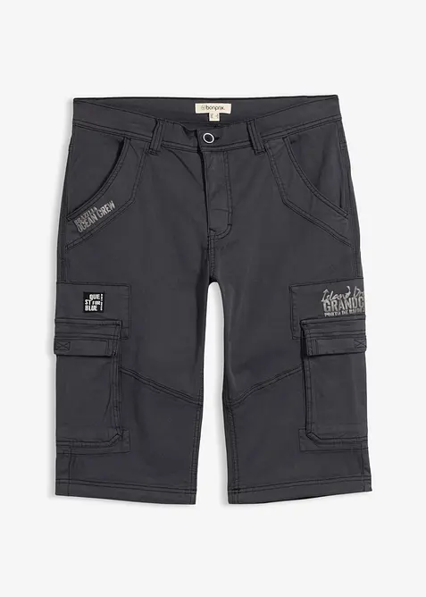 Long-Bermuda mit Cargotaschen in Regular-Fit in grau von vorne - bonprix