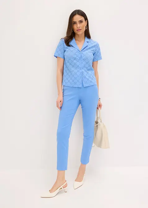 7/8-Hose aus elastischem Bengalin in blau im Look von vorne (Totalaufnahme) - bonprix