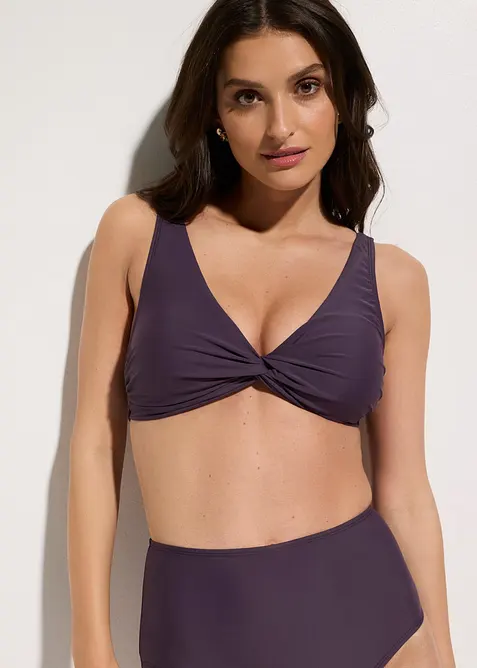 Bustier-Bikinioberteil mit Twistdetail in lila von vorne (im Anschnitt) - bonprix