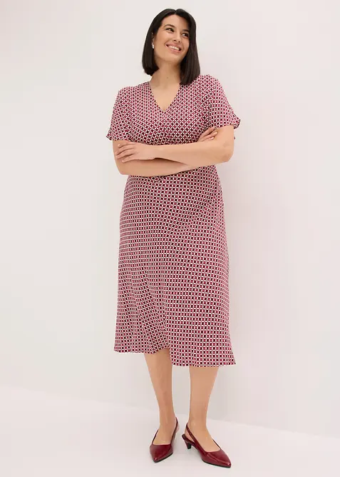 Kleid aus fließender Viskose in rot von vorne (Totalaufnahme) - bonprix