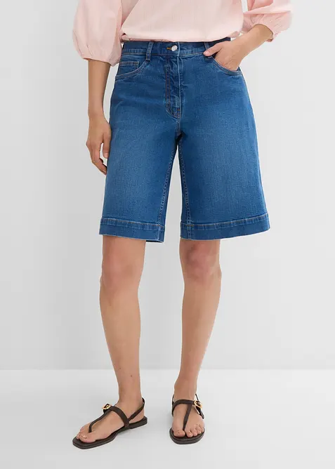 Jeans-Bermuda Mid Waist mit Bio-Baumwolle in blau von vorne - bonprix