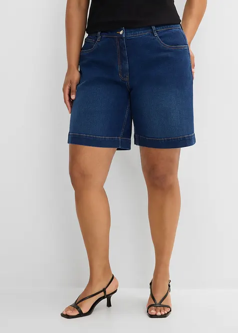 Jeans-Bermuda Mid Waist mit Bio-Baumwolle in blau von vorne - bonprix