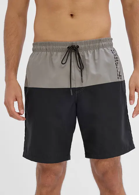 Badeshorts mit Colorblocking in grau von vorne - bonprix