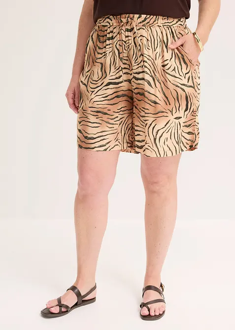 Bermuda aus softem Viskose-Mix in beige von vorne - bonprix