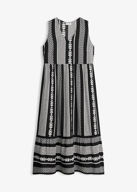 Maxikleid aus fließender Viskose in schwarz von vorne - bonprix