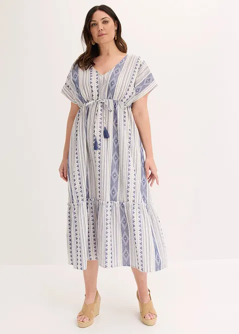 Ausgestelltes Midikleid in weiß von vorne (Totalaufnahme) - bonprix