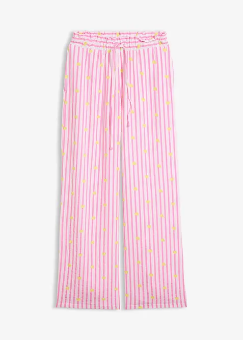 Musselin-Schlupfhose aus reiner Baumwolle in rosa von vorne - bonprix