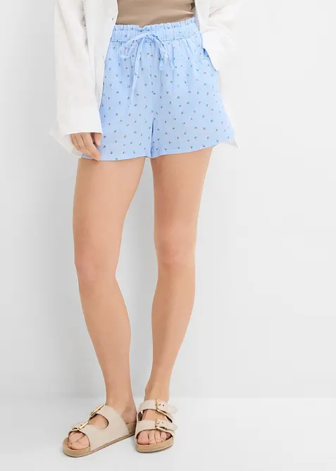 Schlupf-Shorts aus luftigem Musselin in blau von vorne - bonprix