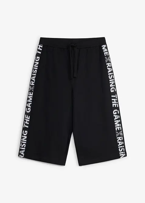 Sweat-Bermuda aus reiner Bio Baumwolle in schwarz von vorne - bonprix