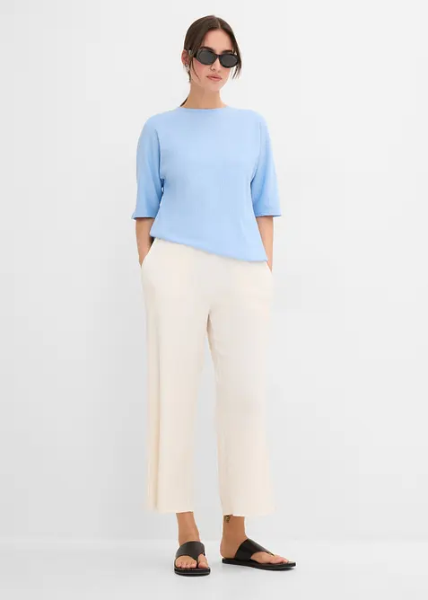 Culotte aus strukturiertem Material in weiß im Look von vorne (Totalaufnahme) - bonprix
