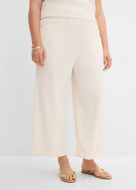 Culotte aus strukturiertem Material in weiß von vorne - bonprix