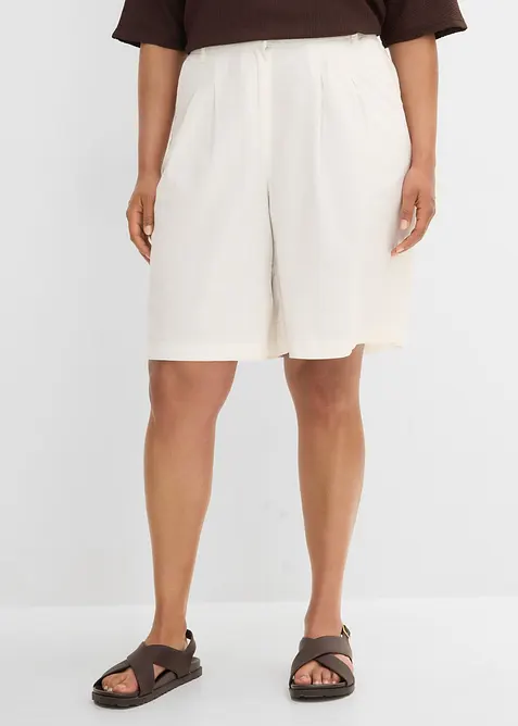 Marlene-Shorts aus Leinen-Viskose-Mix in weiß von vorne - bonprix
