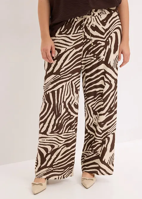 Viskosehose mit Schlupfbund in braun von vorne - bonprix