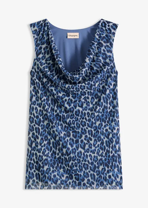 Top mit Wasserfallausschnitt in blau von vorne - bonprix