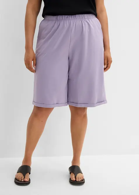 Sweat-Bermuda aus leichter Baumwolle in lila von vorne - bonprix