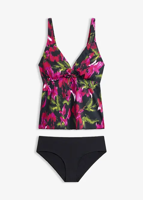 Tankini mit verstellbaren Trägern (2-tlg.Set) in schwarz von vorne - bonprix