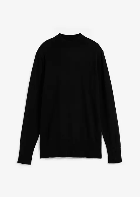 Feinstrickpullover mit recycelter Baumwolle in schwarz von vorne - bonprix