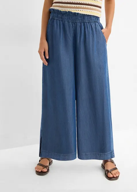 Palazzo-Hose aus weichem Lyocell in blau von vorne - bonprix
