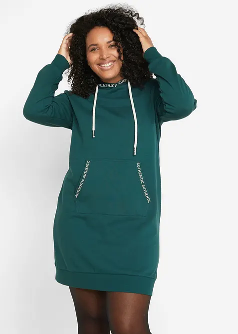 Sweatkleid in petrol von vorne (Totalaufnahme) - bonprix