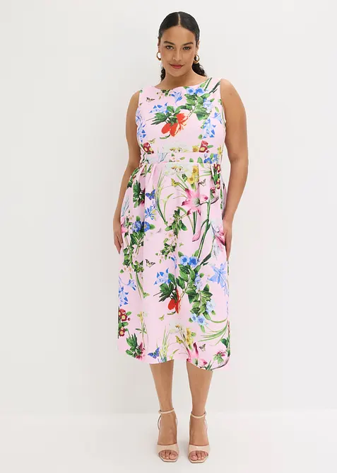 Midikleid in rosa von vorne (Totalaufnahme) - bonprix