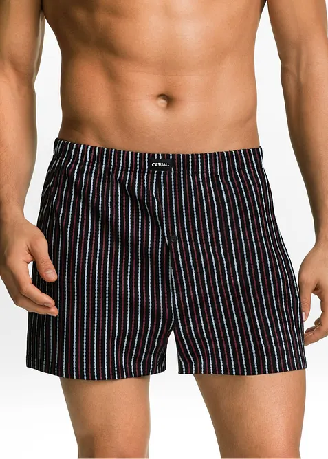 Lockere Jersey Boxershorts aus Baumwolle (3er Pack) in schwarz von vorne - bonprix