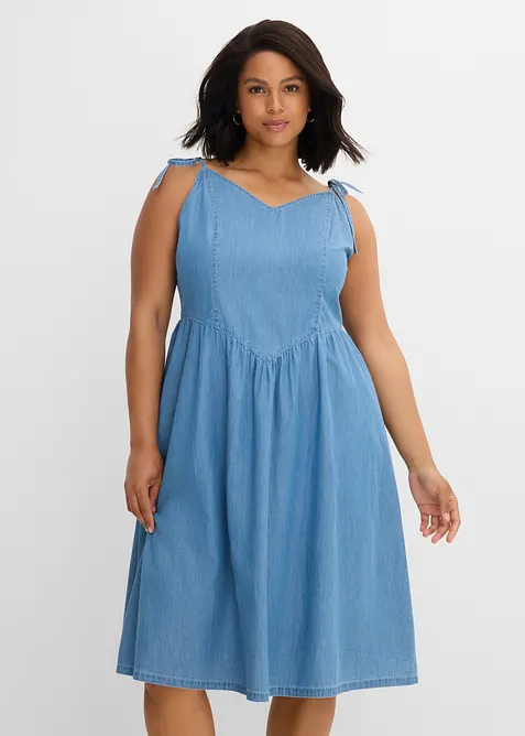 Jeanskleid in blau von vorne (Totalaufnahme) - bonprix