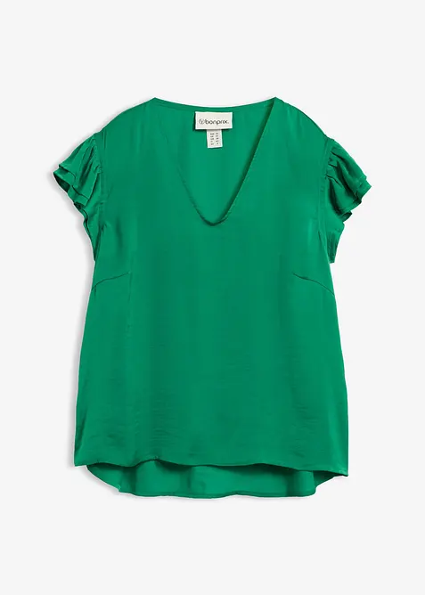 Bluse mit Volants in grün von vorne - bonprix