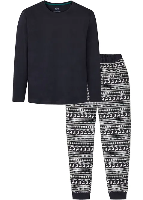 Pyjama in blau von vorne - bonprix