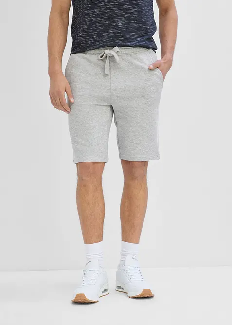 Sweat-Bermuda in Regular Fit in grau von vorne - bonprix