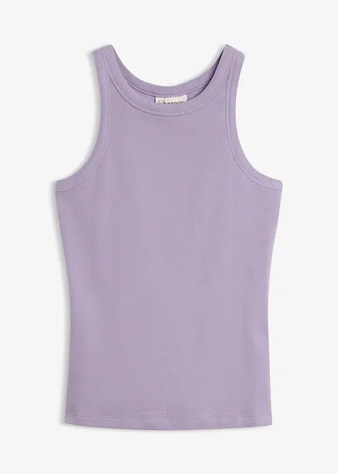 Geripptes Tanktop in lila von vorne - bonprix