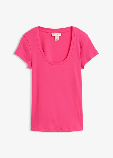 T-Shirt aus reiner Bio-Baumwolle in pink von vorne - bonprix