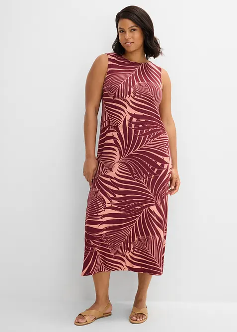 Jerseykleid aus fließendem Viskose-Mix in rot von vorne (Totalaufnahme) - bonprix