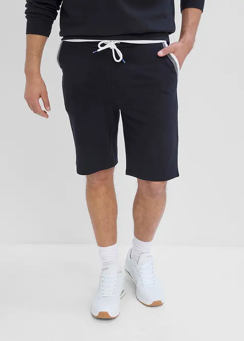 Sweat-Bermuda aus reiner Baumwolle in schwarz von vorne - bonprix