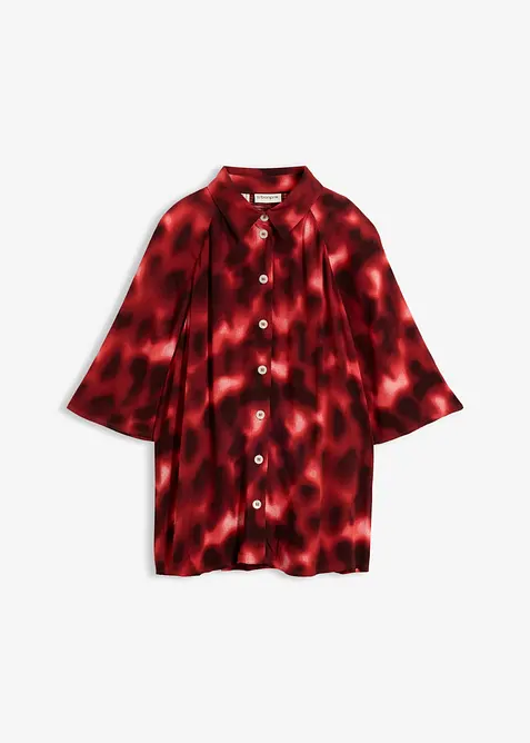 Oversize-Bluse aus strukturierter Viskose in beige von vorne - bonprix