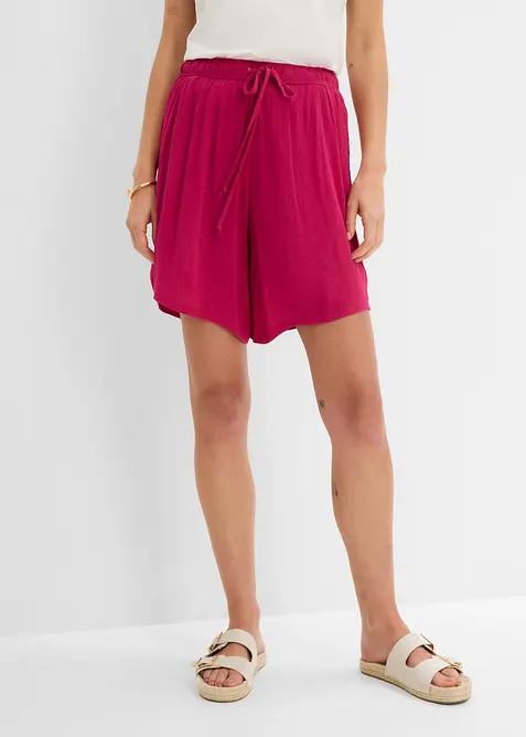 Schlupf-Shorts aus strukturierter Viskose in pink von vorne - bonprix